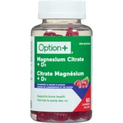 Option+ Magnesium Citrate + D3 Gummies Cranberry & Grape 60Count