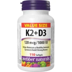 Webber Naturals Vitamin K2+D3 120mcg/1000 IU 110Count